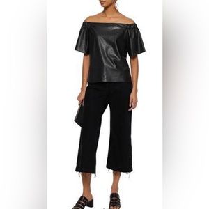 NWT Bailey 44 Cindy Off-The-Shoulder Vegan Leather Top XS